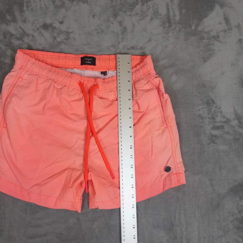 Superdry‎ Swim Shorts Mens Size M Coral Pink Studios Mesh Lined Trunks Beachwear